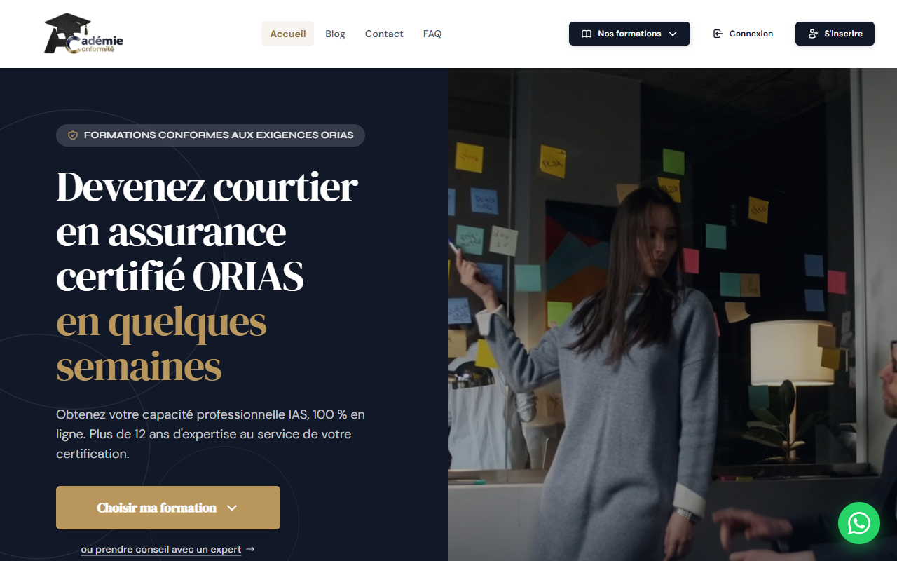 Page d'accueil du site Académie Conformité