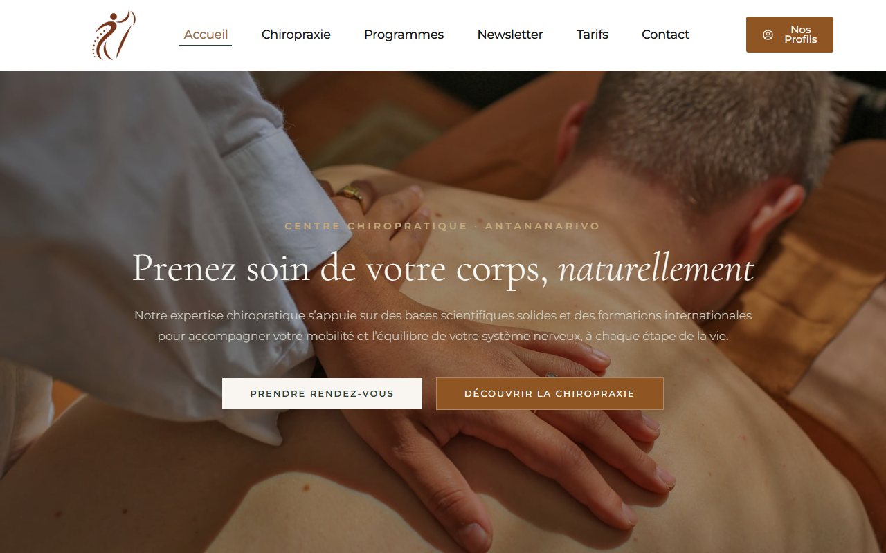 Page d'accueil du site Chirotana
