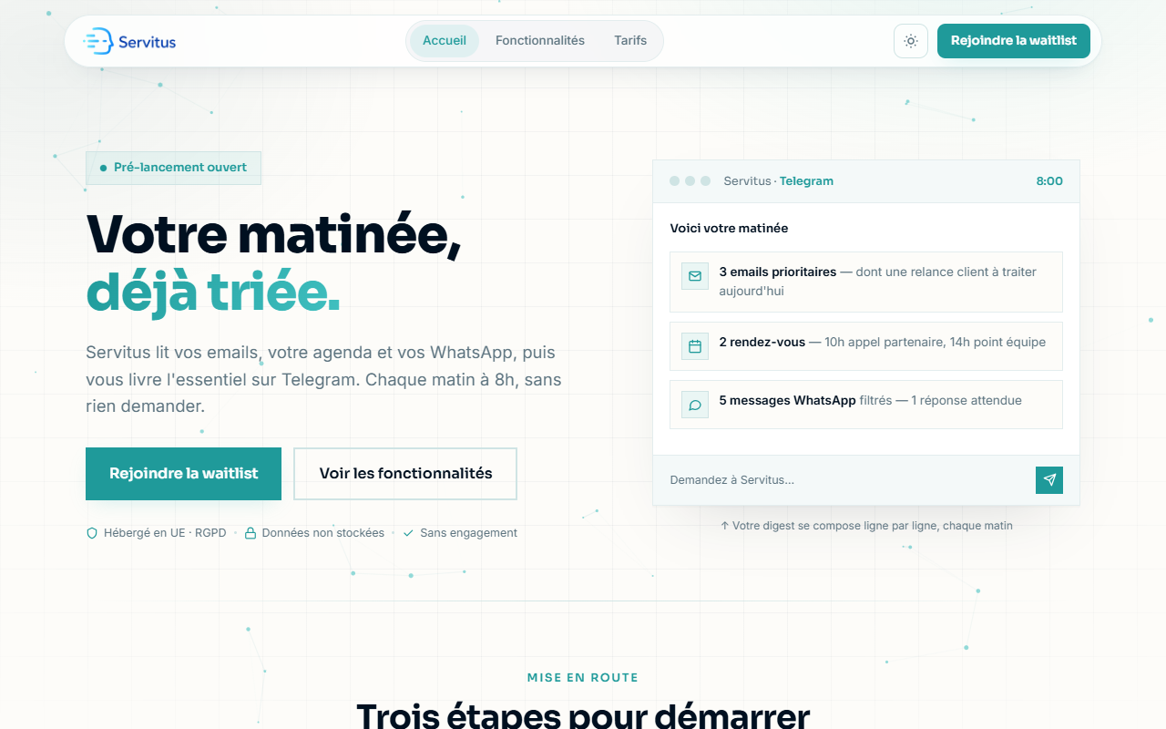Page d'accueil du site Servitus